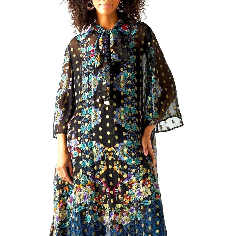 Splash Dubai Floral and Polka Dot A-Line Dress Size M